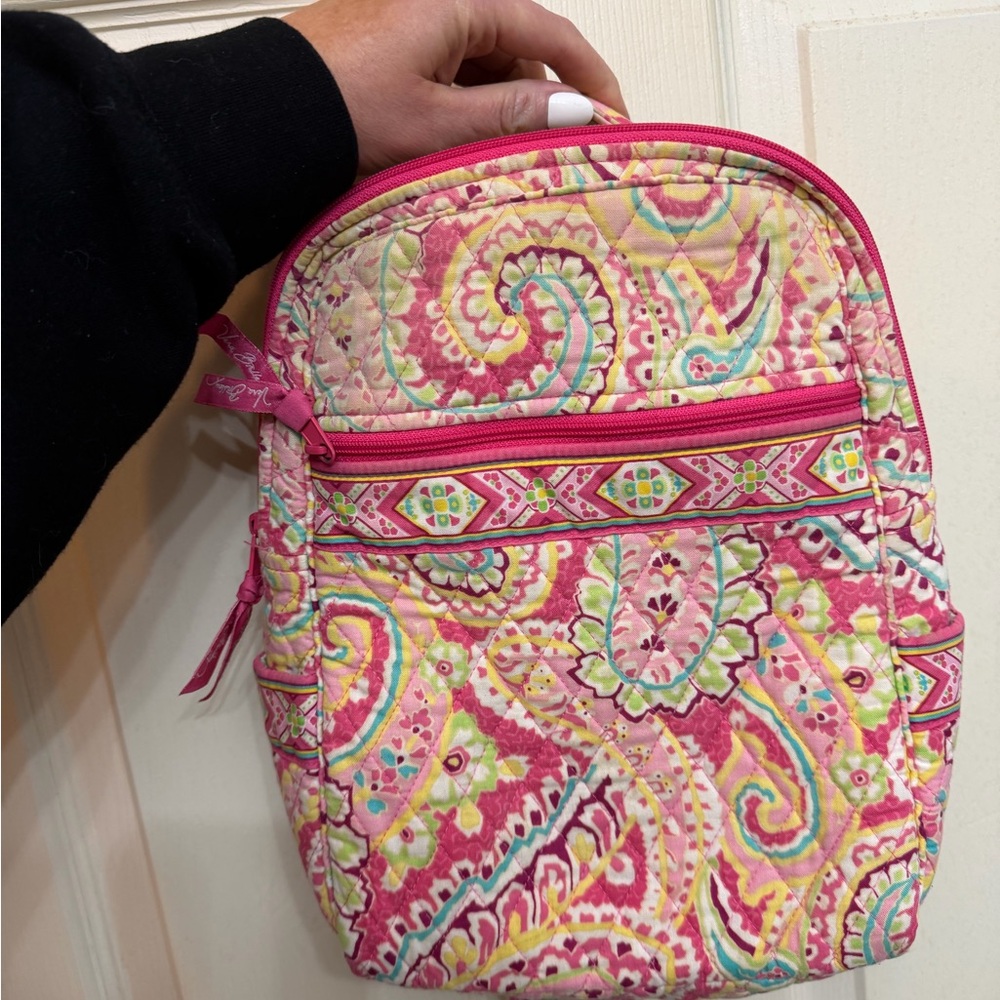Vera Bradley Pink Multicolor Paisley Quilted Backpack Crossbody